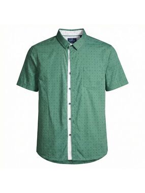 Level Ten - Green Button-Down Casual Short Sleeve Shirt